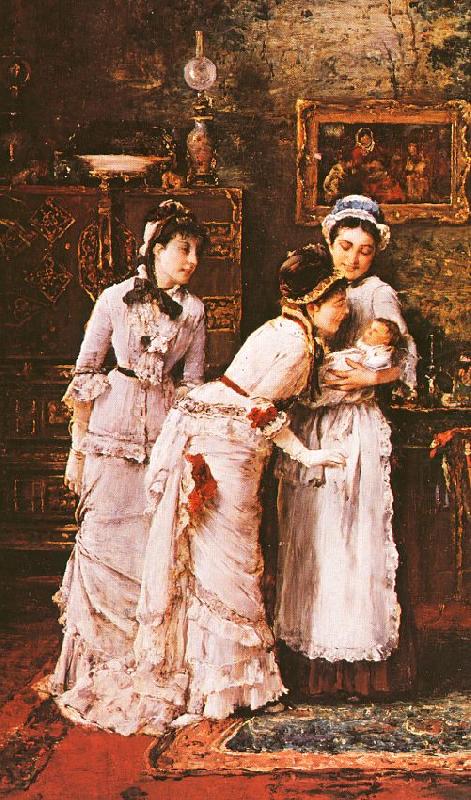 Mihaly Munkacsy Baby's Visitors china oil painting image